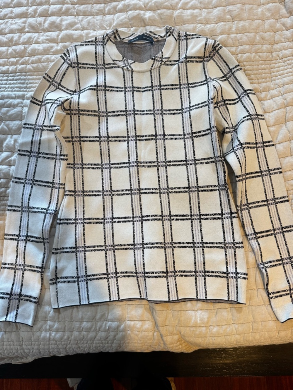 Proenza Schouler white  and Black Windowpane Crewneck Sweater